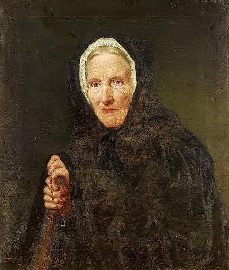 Carl d Unker Old Woman with a Rosary China oil painting art